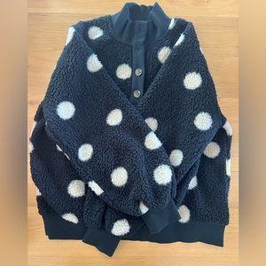 Who What Wear Polka Dot Sherpa Pullover